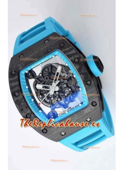 Richard Mille RM055 Caja de Carbono Forjado Reloj Réplica a espejo 1:1 Correa Azul