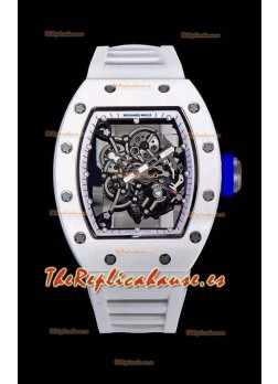 Richard Mille RM055 Caja Cerámica Reloj Réplica a espejo 1:1 Correa Blanca