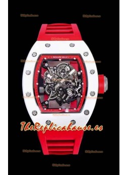 Richard Mille RM055 Caja Cerámica Reloj Réplica a espejo 1:1 en Correa Roja