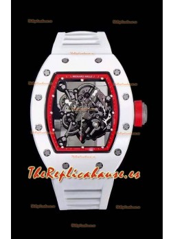 Richard Mille RM055 Caja Cerámica Reloj Réplica a espejo 1:1 Correa Blanca