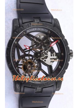 Roger Dubuis Excalibur Spider Flying Tourbillon Caja tipo Skeleton Caja de Carbono Reloj Suizo a Espejo 1:1