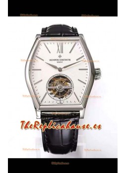 Vacheron Constantin Malte Tourbillon Reloj Réplica a Espejo 1:1 Acero Inoxidable Dial Blanco