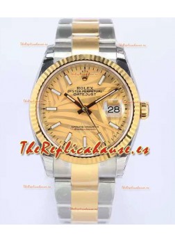 Rolex Datejust Palm Motif Dial 36MM Movimiento Cal.3135 Réplica Suiza Caja en Acero 904L en Dos Tonos