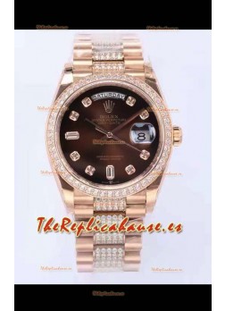 Rolex Day Date Presidential Reloj Oro Rosado 18K 36MM - Dial Marrón Calidad a Espejo 1:1
