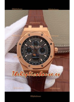 Audemars Piguet Royal Oak Calendario Perpetuo Reloj Réplica Suizo Caja de Oro Rosado - Dial Gris