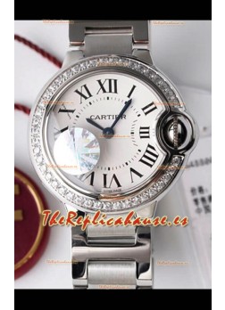 Ballon De Cartier Reloj Suizo Calidad a Espejo 1:1 28MM Caja en Acero Dial Blanco