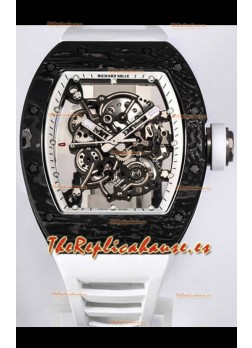 Richard Mille RM055 Caja Carbono Negra Reloj Réplica a Espejo 1:1 Correa Blanca