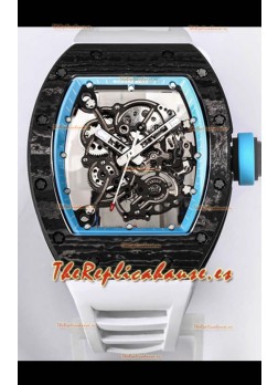 Richard Mille RM055 Caja Carbono Negra Reloj Réplica a Espejo 1:1 Correa Blanca