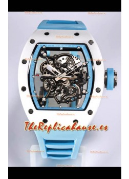 Richard Mille RM055 Caja Cerámica Blanca Reloj Réplica a Espejo 1:1 Correa Azul