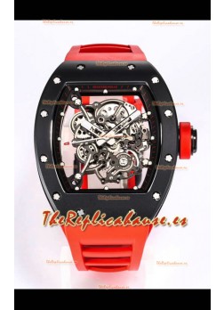 Richard Mille RM055 Caja Cerámica Negra Reloj Réplica a Espejo 1:1 Correa Roja