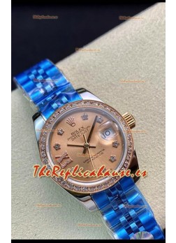 Rolex Datejust Ladies 28MM Movimiento Cal.3135 Réplica Suizo en Acero 904L Dial Marrón