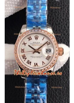 Rolex Datejust Ladies 28MM Movimiento Cal.3135 Réplica Suiza en Acero 904L Dial Blanco 