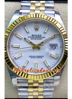Rolex Datejust 126333 41MM Cal.3135 Reloj Réplica Suizo a Espejo 1:1 en 904L Dial Blanco
