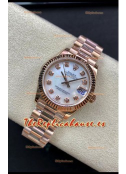 Rolex Datejust 278275 31MM Reloj Réplica Suizo en Acero 904L Oro Rosado Dial Blanco Perla - Réplica a Espejo 1:1