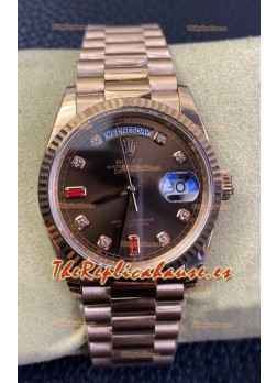 Rolex Day Date 36MM 118235 Oro Rosado Dial Marrón Reloj Réplica a Espejo 1:1