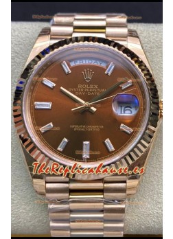 Rolex Day Date 40MM 228235 Oro Rosado Dial Marrón Brown Reloj Réplica a Espejo 1:1