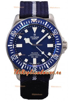 Tudor Pelagos FXD Caja Titanio Réplica Espejo 1:1 Dial Azul En Correa Azul Nato
