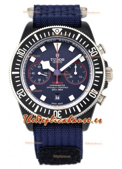 Tudor Pelagos FXD Caja Titanio Réplica Espejo 1:1 Cronógrafo Dial Azul En Correa Nato