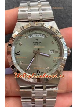 Tudor Reloj Edición Royal - Réplica Espejo 1:1 en Caja de Acero - Dial Diamantes Gris