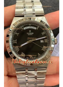 Tudor Reloj Edición Royal - Réplica Espejo 1:1 en Caja de Acero - Dial Romano Negro