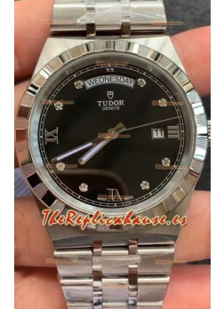 Tudor Reloj Edición Royal - Réplica Espejo 1:1 en Caja de Acero - Dial Diamantes Negro