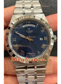 Tudor Reloj Edición Royal - Réplica Espejo 1:1 en Caja de Acero - Dial Romano Azul