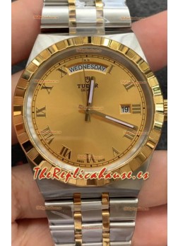 Tudor Reloj Edición Royal - Réplica Espejo 1:1 en Caja en Dos Tonos - Dial Romano Oro