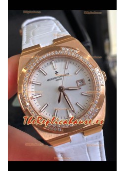 Vacheron Constantin Overseas Rose Gold 33MM Reloj Réplica Cuarzo Suizo Dial Acero 