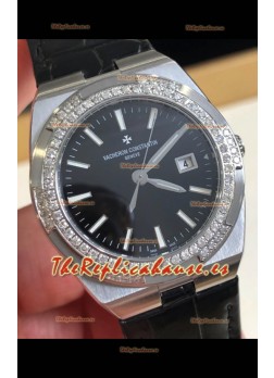 Vacheron Constantin Overseas Acero Inoxidable 33MM Reloj Réplica Cuarzo Suizo Dial Negro 