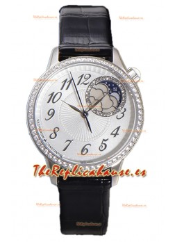 Vacheron Constantin Egerie Muse Moonphase Caja Acero 904L en Dial Blanco Reloj Réplica Suiza 