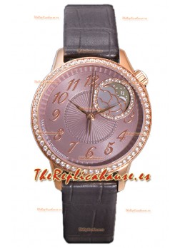 Vacheron Constantin Egerie Muse Moonphase Caja Oro Rosado en Dial Marrón Reloj Réplica Suiza 