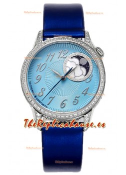 Vacheron Constantin Egerie Muse Moonphase Caja Acero 904L en Dial Azul Réplica Suiza