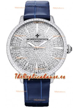 Vacheron Constantin Patrimony Self-Winding Jewellery Dial Pavimentado en Diamantes chapado en Oro Blanco
