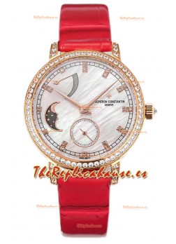 Vacheron Constantin Traditionelle Moon Phase Dial Madre Perla en Oro Rosado Réplica Suiza