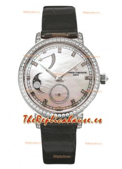 Vacheron Constantin Traditionelle Moon Phase Dial Madre Perla en Caja Acero Réplica Suiza