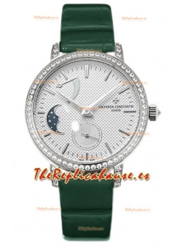 Vacheron Constantin Traditionelle Moon Phase Dial Blanco Caja Acero Réplica Suiza
