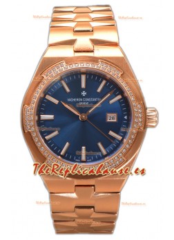 Vacheron Constantin Overseas Caja Oro Rosado Dial Azul 35MM Reloj Réplica Suiza 