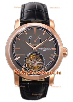 Vacheron Constantin Traditionelle 14-Day Tourbillon Dial Gris Oro Rosado Reloj Réplica Espejo 1:1 