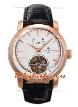 Vacheron Constantin Traditionelle 14-Day Tourbillon Dial Blanco Oro Rosado Reloj Réplica Espejo 1:1 