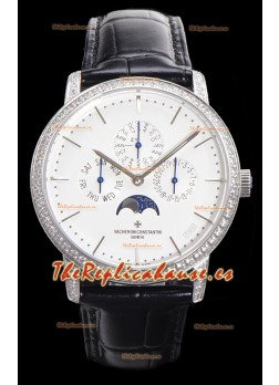Vacheron Constantin Patrimony Perpetual Calendar Ultra-Thin Oro Blanco Dial Blanco Réplica Suiza