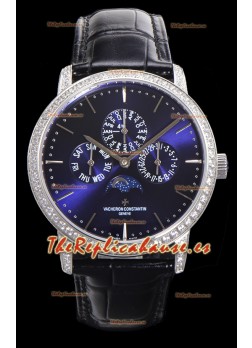 Vacheron Constantin Patrimony Perpetual Calendar Ultra-Thin White Gold Dial Azul Réplica Suiza