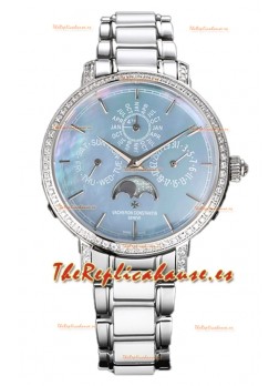 Vacheron Constantin Traditionelle Perpetual Calendar Ultra-Thin Acero Azul Perla Réplica Suiza 