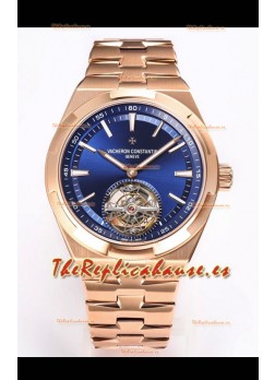 Vacheron Constantin Overseas Tourbillon Oro Rosado en Dial Azul Correa de Oro Réplica a Espejo 1:1