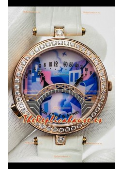 Van Cleef & Arpels Lady Arpels Pont des Amoureux en Oro Rosado Correa Blanca