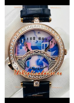 Van Cleef & Arpels Lady Arpels Pont des Amoureux en Oro Rosado Correa Azul Oscuro