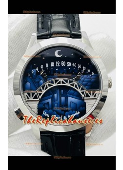 Van Cleef & Arpels Lady Arpels Pont des Amoureux en Acero Inoxidable Correa Negra