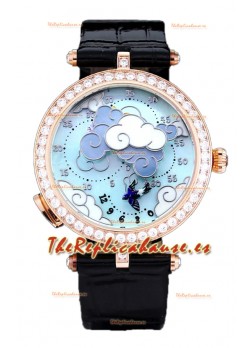 Van Cleef & Arpels Donde Des Papillons Caja Oro Rosado Reloj Movimiento Réplica Suizo