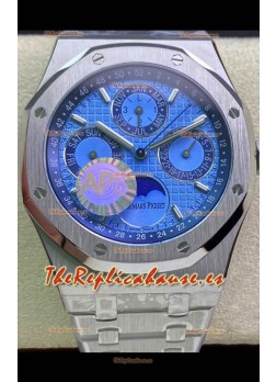 Audemars Piguet Royal Oak Calendario Perpetuo Reloj Réplica Suizo Caja de Acero con Dial de Acero color Azul