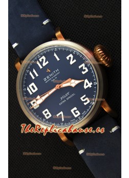 Zenith Pilot Type 20 Extra Special Vintage Style Dial Azul Reloj Réplica Suizo a Espejo 1:1