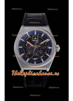 Zenith Defy Classic Skeleton 41 mm Titanio Reloj Réplica Suizo Hombres - Correa de Piel Negro